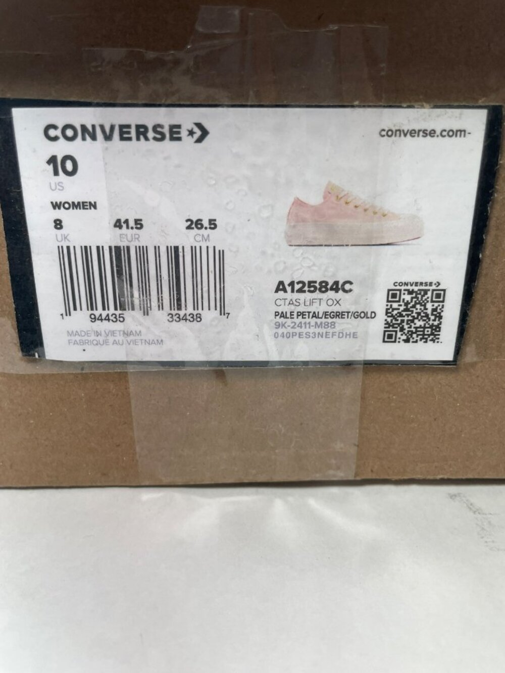 Converse CTAS Lift Ox Sneakers Pale Petal Egret Gold #A12584C Wmn's Size 10 NEW - Picture 6 of 8